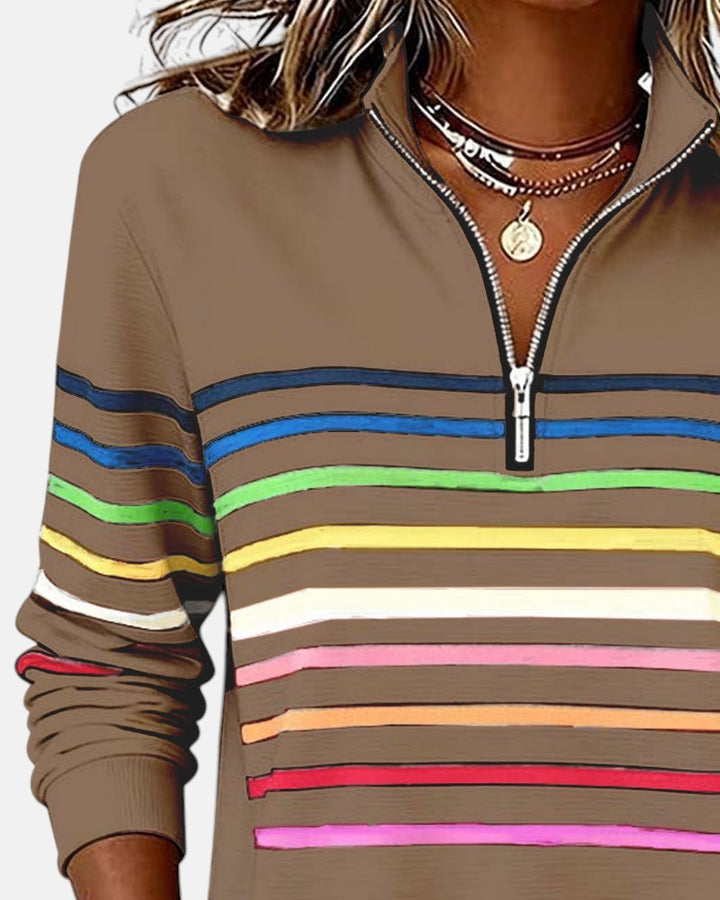 Vienne | Sweat à capuche zippé rayé coloré