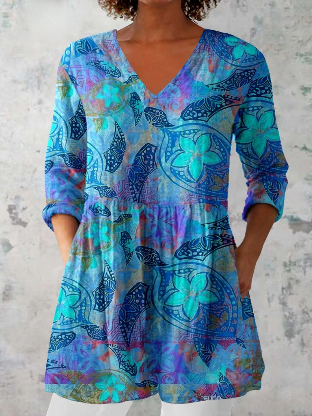 Lilia | Long V-Neck Chemise with Wide Collar