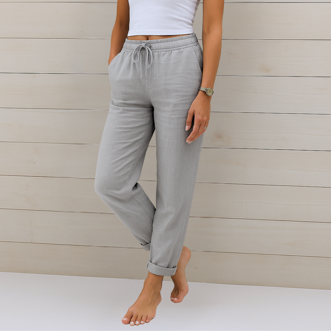 Allison – Pantalon de tailleur en coton-lin de luxe