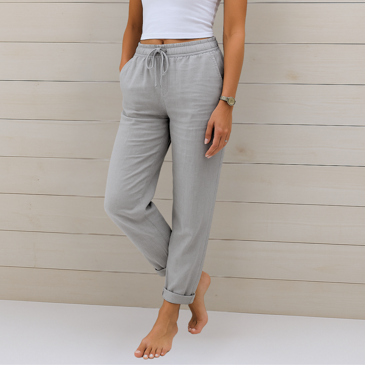 Allison – Pantalon de tailleur en coton-lin de luxe