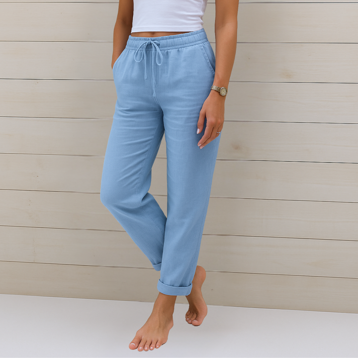 Allison – Pantalon de tailleur en coton-lin de luxe