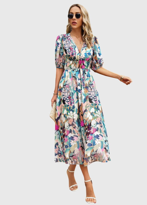 Merlin™ | Flattering Floral Midi Robe