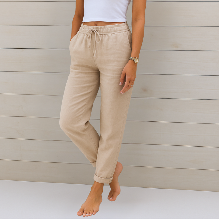 Allison – Pantalon de tailleur en coton-lin de luxe