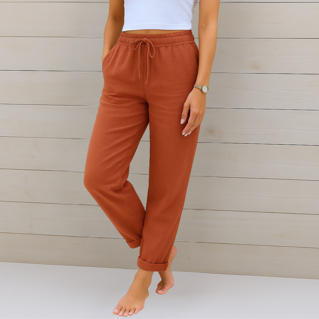 Allison – Pantalon de tailleur en coton-lin de luxe
