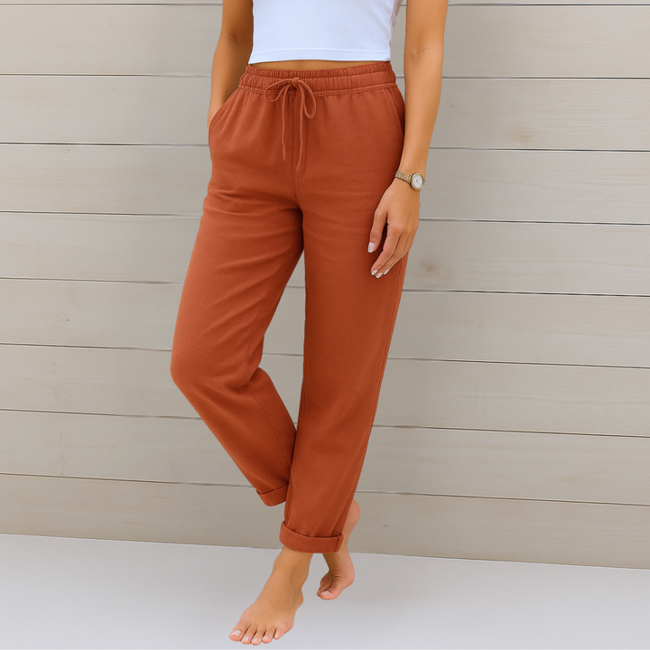 Allison – Pantalon de tailleur en coton-lin de luxe