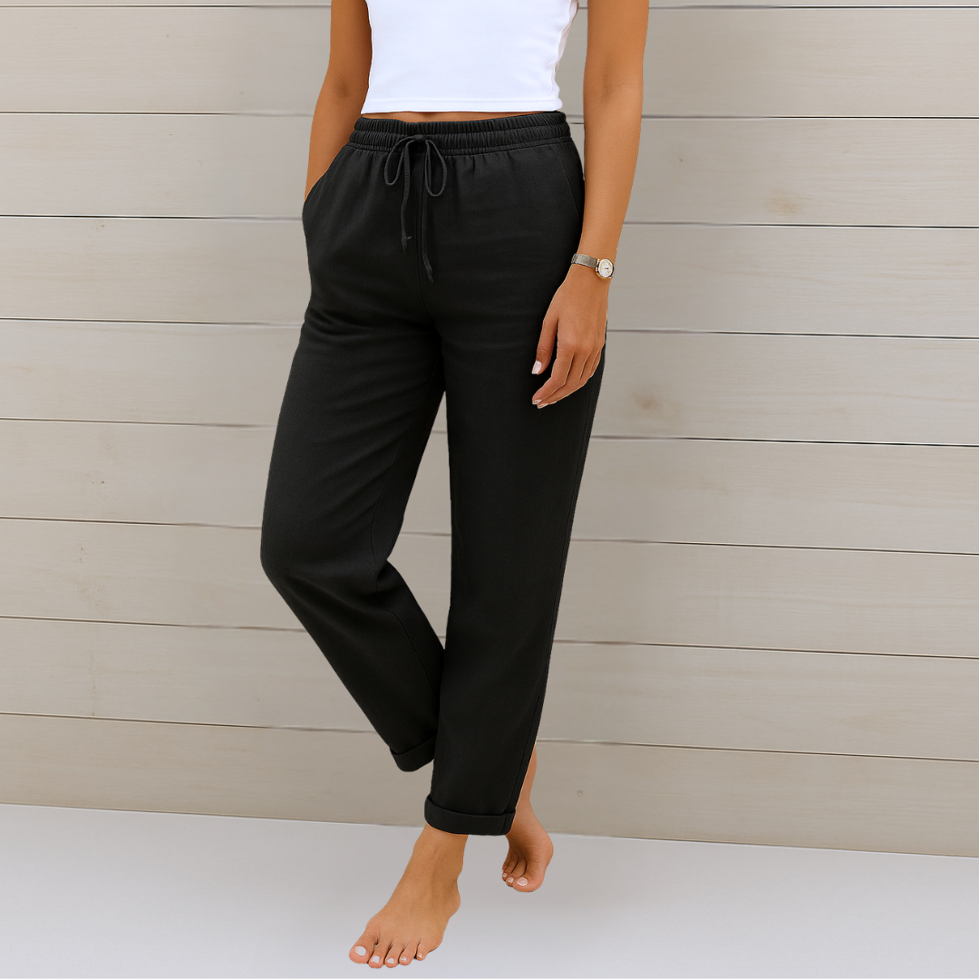 Allison – Pantalon de tailleur en coton-lin de luxe