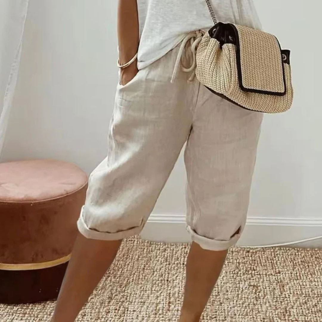 Fenlorn™ | Shorts Capri en Lin avec Cordon de Serrage