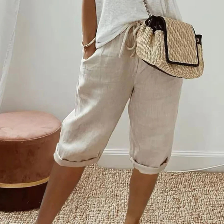 Fenlorn™ | Shorts Capri en Lin avec Cordon de Serrage