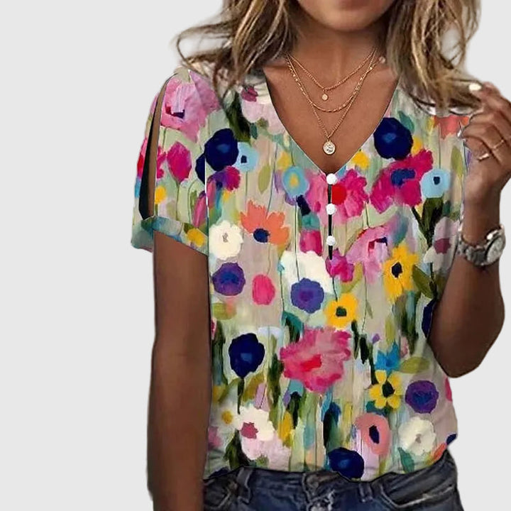 Mária | Chemisier à Motif Floral Confortable