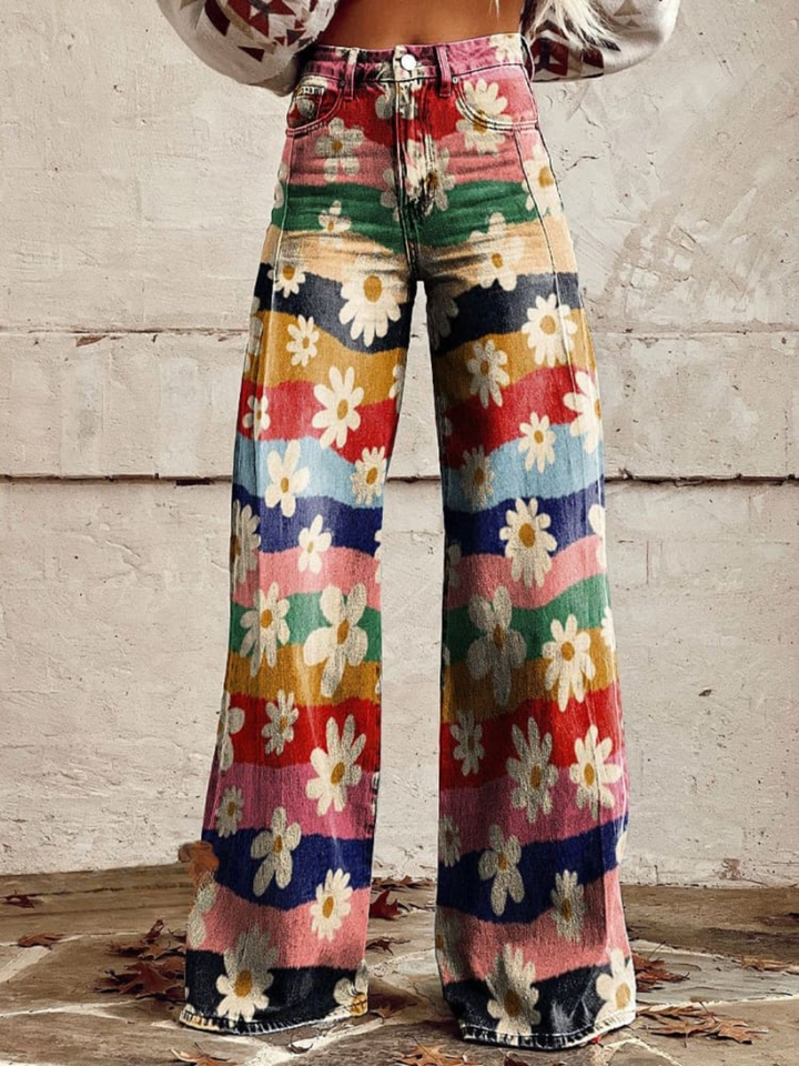 Léon – Pantalons Élégants à Motifs Floraux