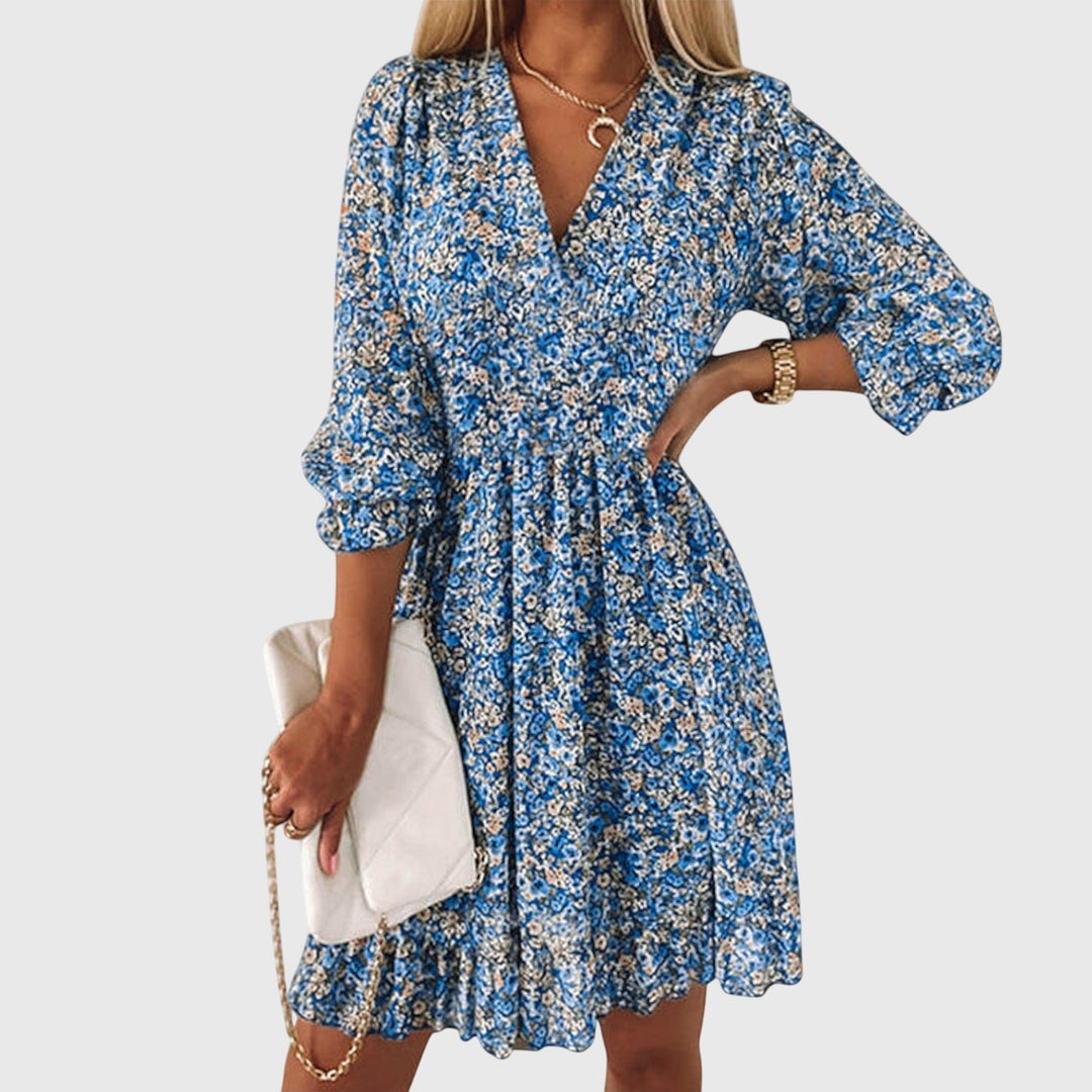Elisa™ | Robe Florale à Manches Bouffantes