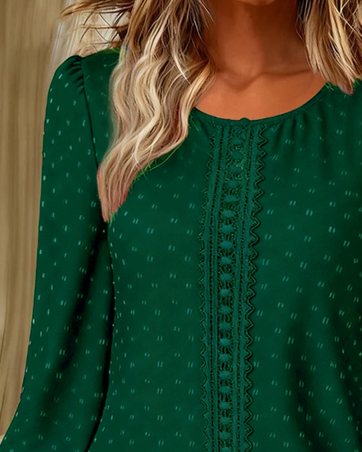 Amy | Blouse à col rond avec manches bouffantes