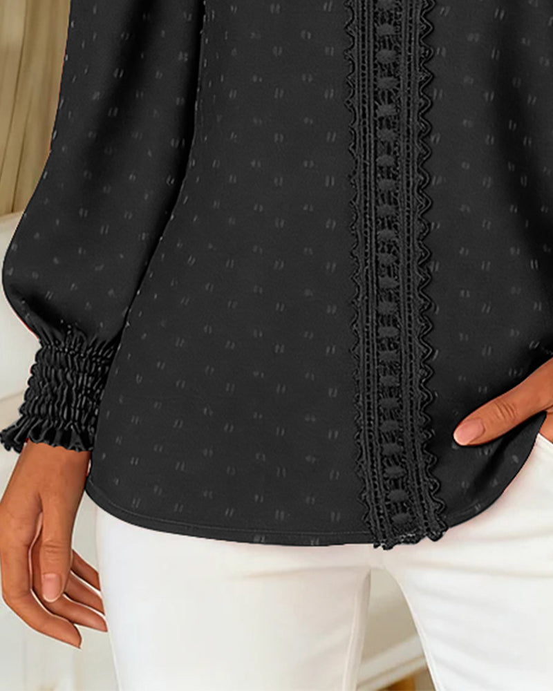 Amy | Blouse à col rond avec manches bouffantes