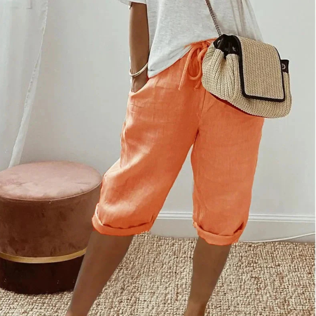Fenlorn™ | Shorts Capri en Lin avec Cordon de Serrage