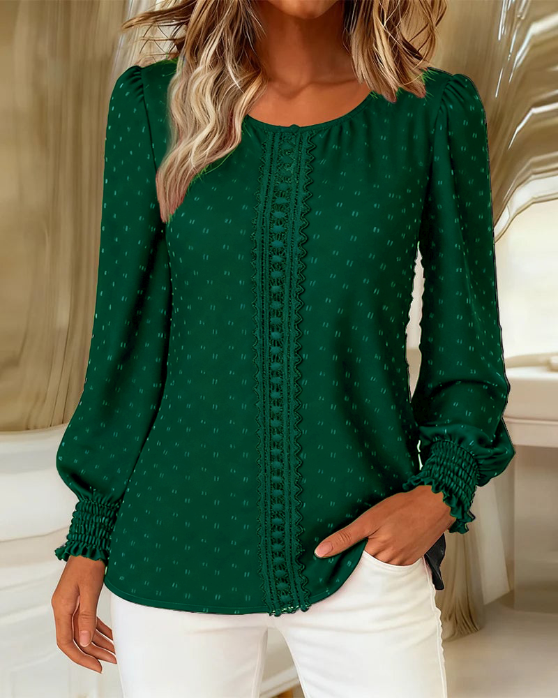 Amy | Blouse à col rond avec manches bouffantes