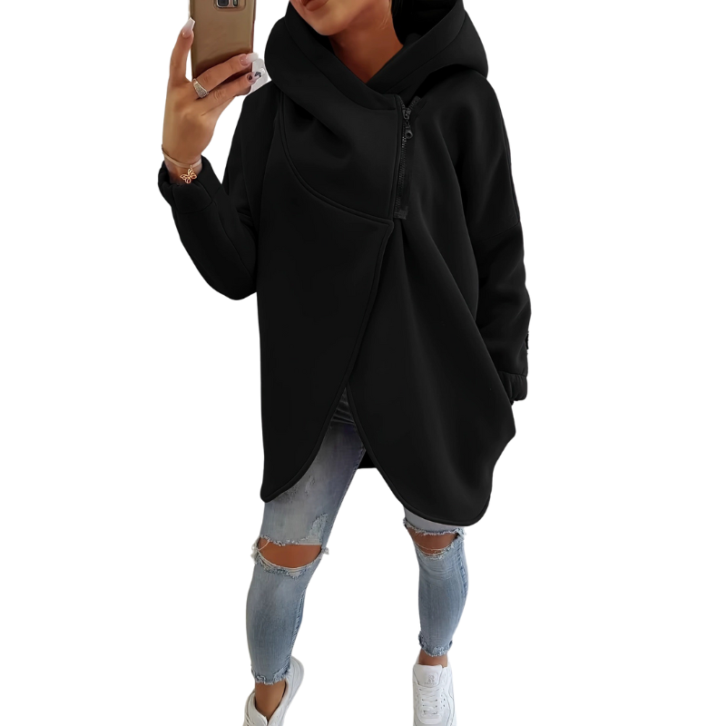 VANIA™ - Sweat à capuche à zip demi-ouvert grande taille