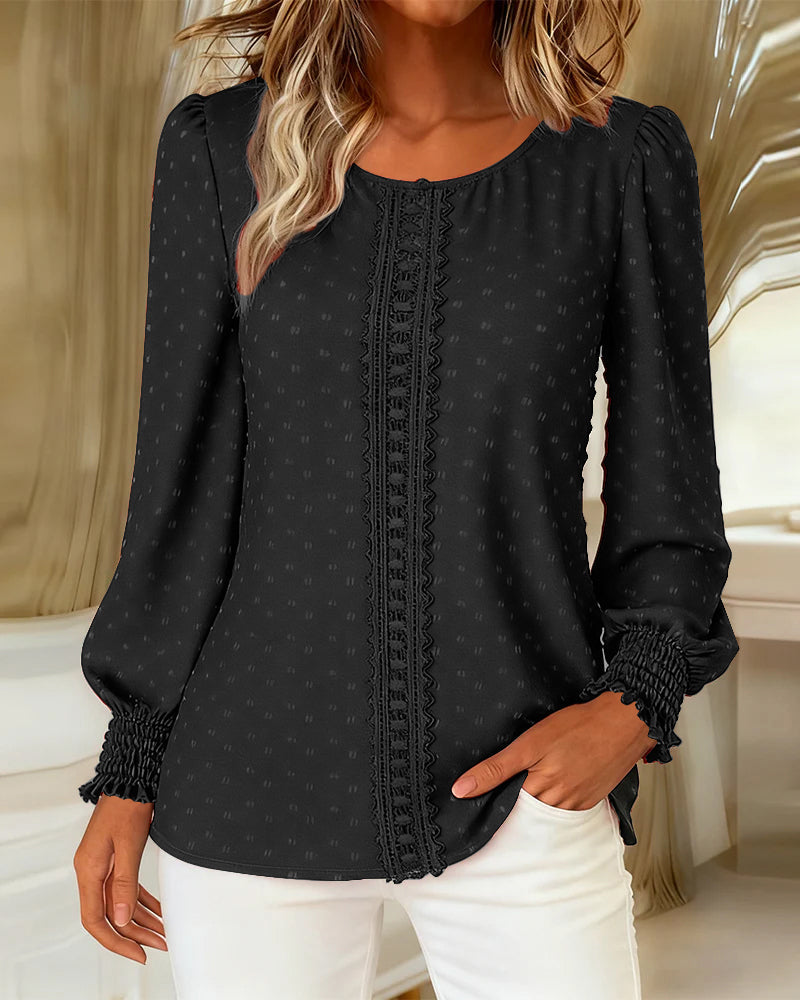 Amy | Blouse à col rond avec manches bouffantes