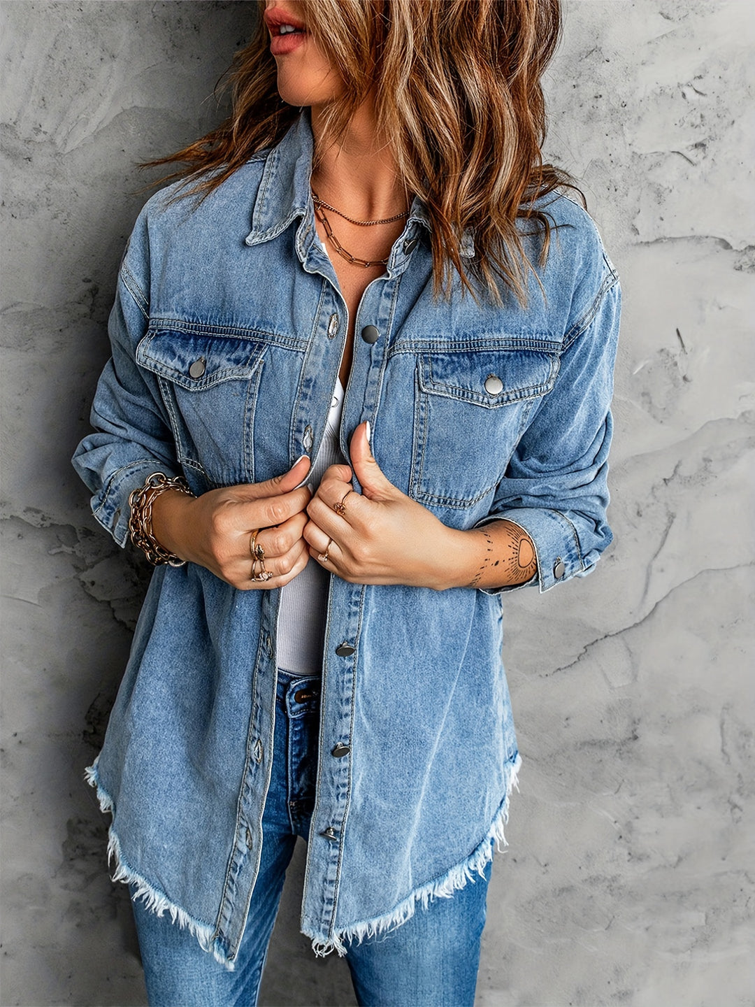 Elena | Veste en denim vintage de printemps