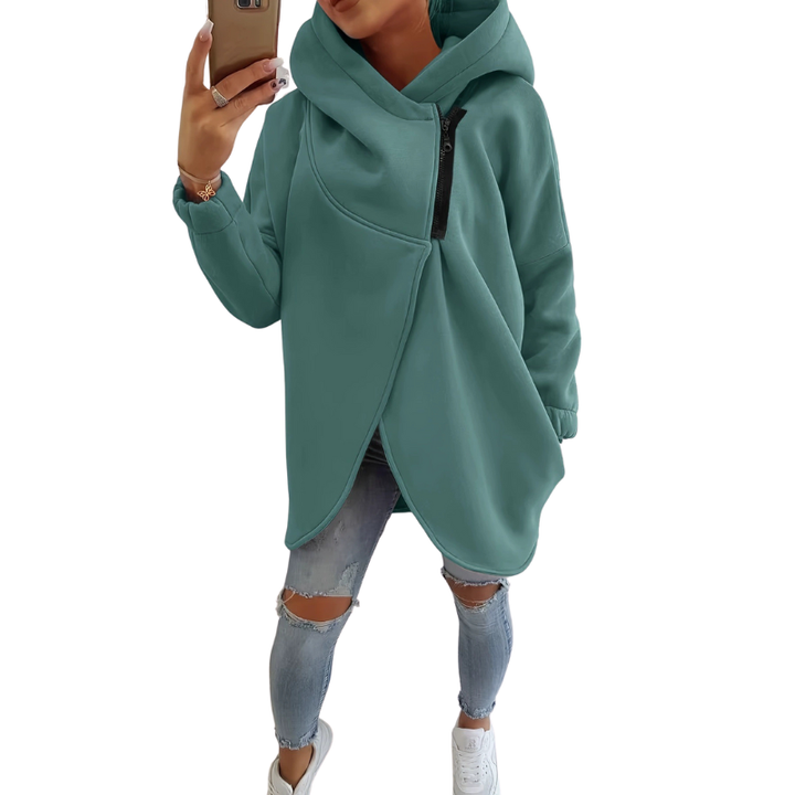VANIA™ - Sweat à capuche à zip demi-ouvert grande taille
