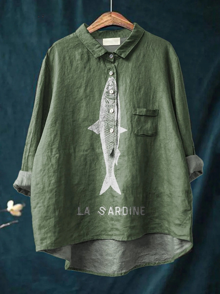 Faye | Chemise décontractée à motif de sardines pour femmes