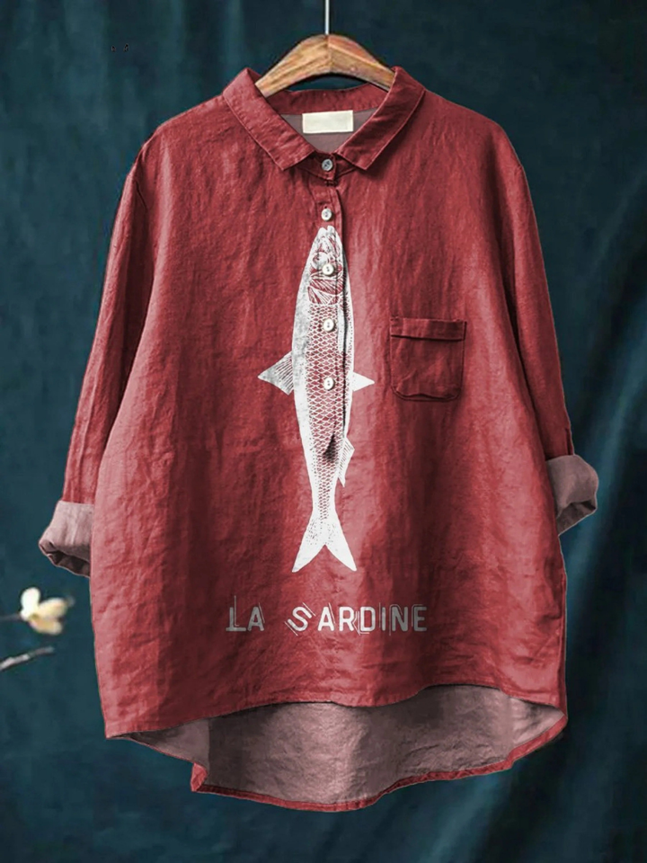 Faye | Chemise décontractée à motif de sardines pour femmes