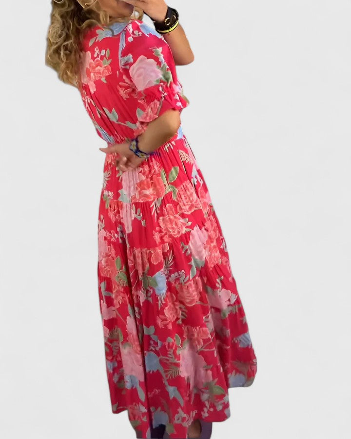 Minelda | Robe Élégante à Fleurs en V