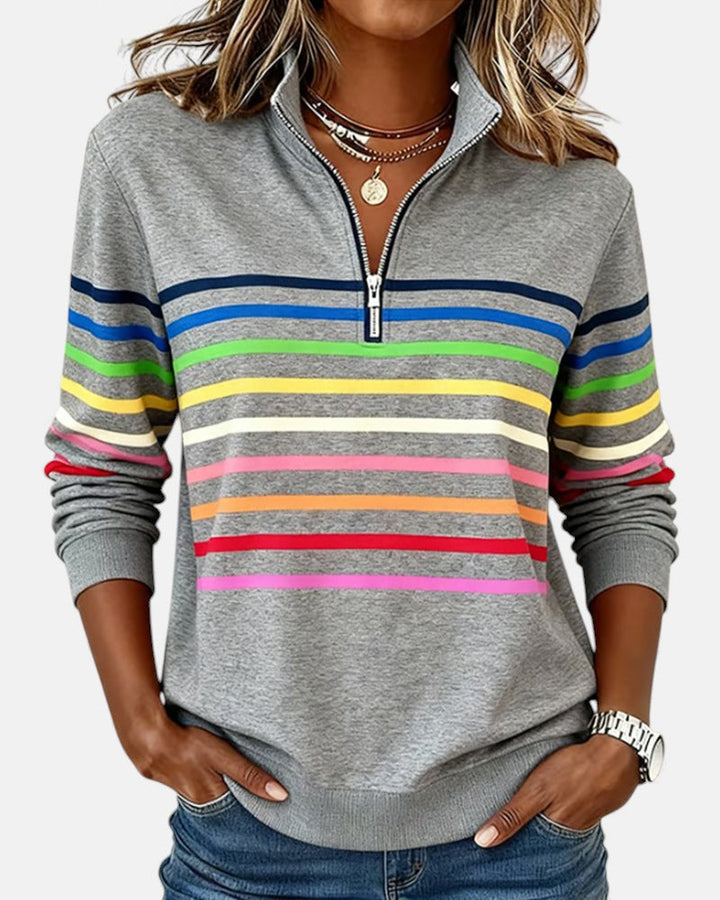 Vienne | Sweat à capuche zippé rayé coloré
