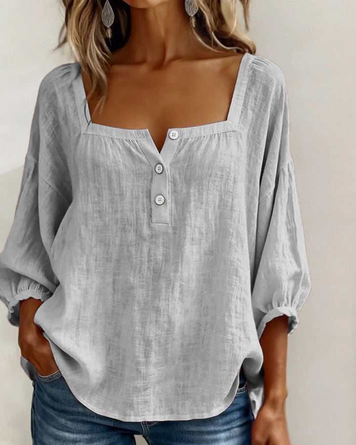 Claire | Blouse à Col Carré et Manches Bouffantes
