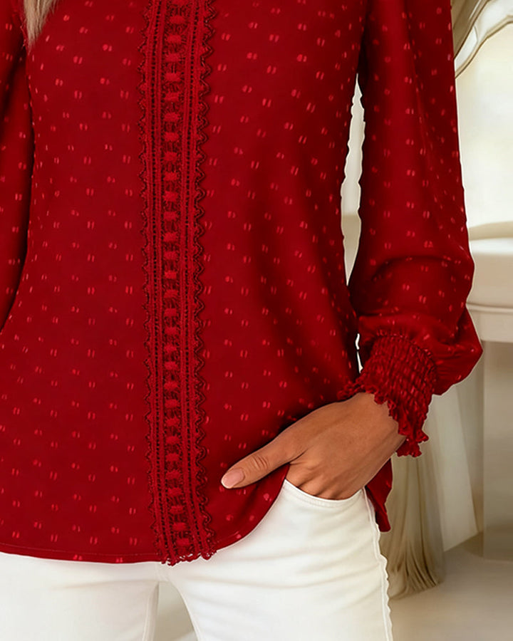 Amy | Blouse à col rond avec manches bouffantes