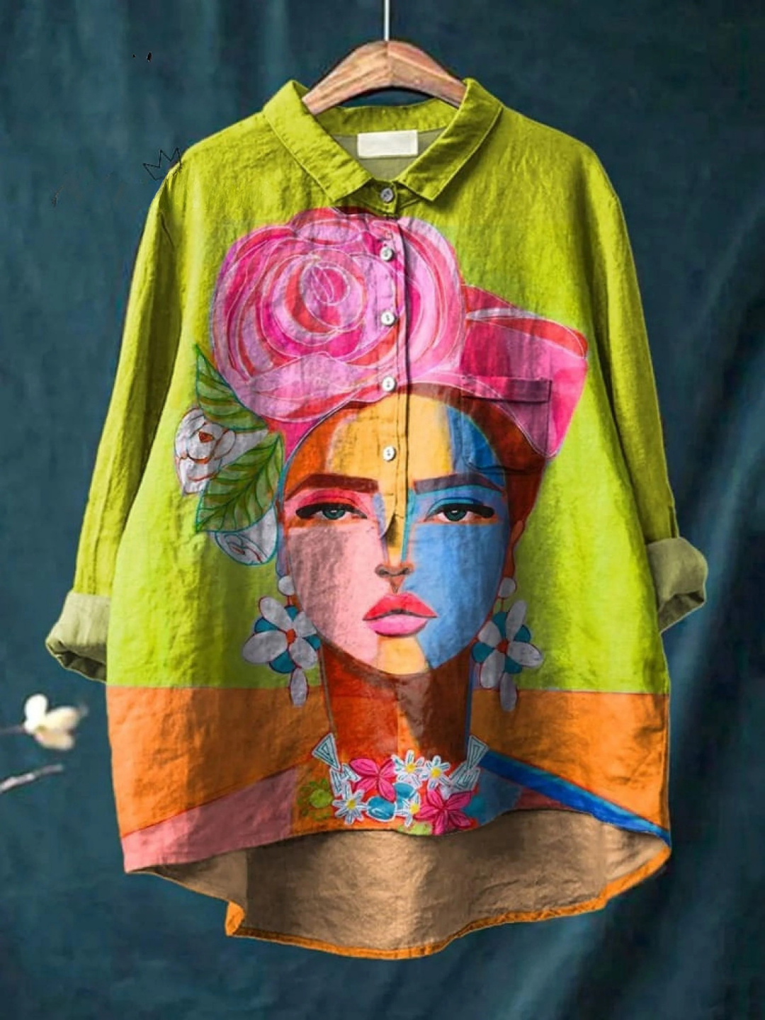 Eugen | Chemise Décontractée pour Femmes avec Imprimé de Portrait à l'Huile de Freda