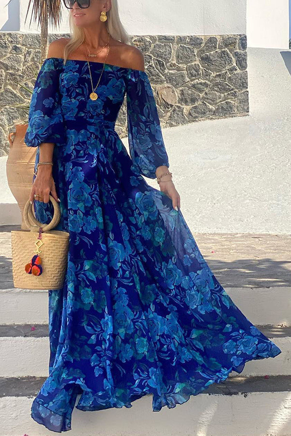 Luna™ | Robe Longue à Motif Floral avec Manches Décolletées