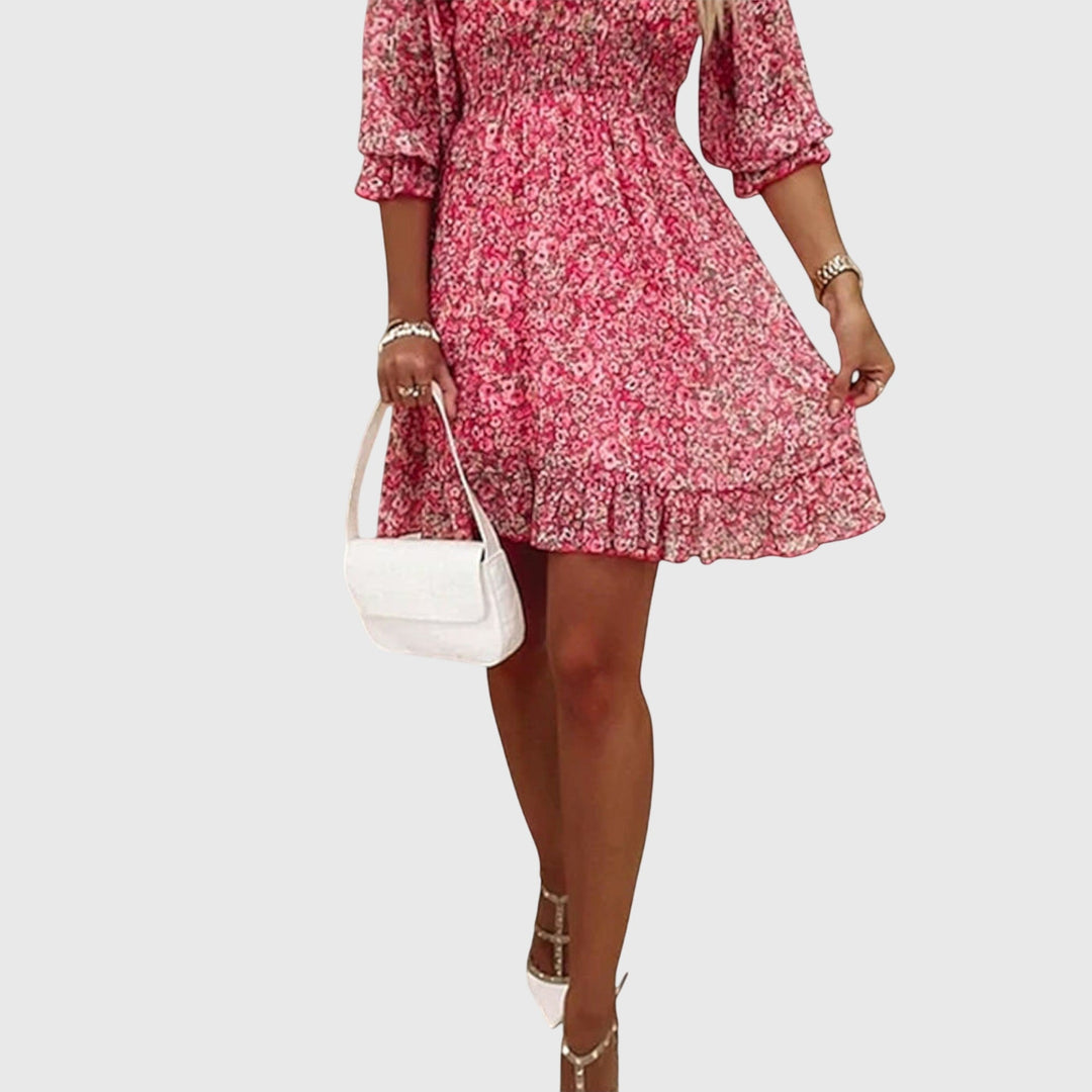 Elisa™ | Robe Florale à Manches Bouffantes