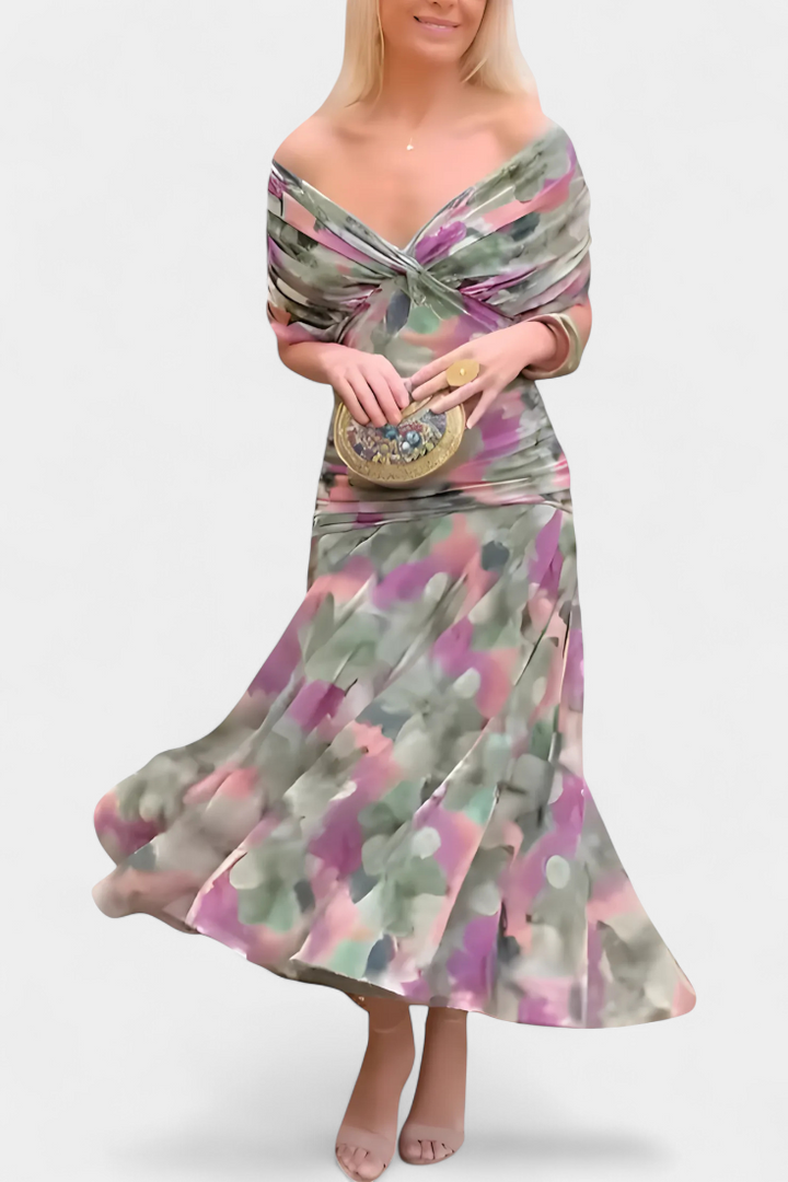 ABIGAIL | ROBE LONGUE À COL EN V FLORAL