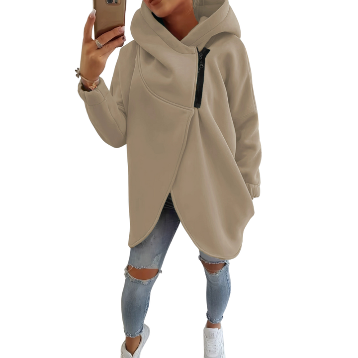 VANIA™ - Sweat à capuche à zip demi-ouvert grande taille