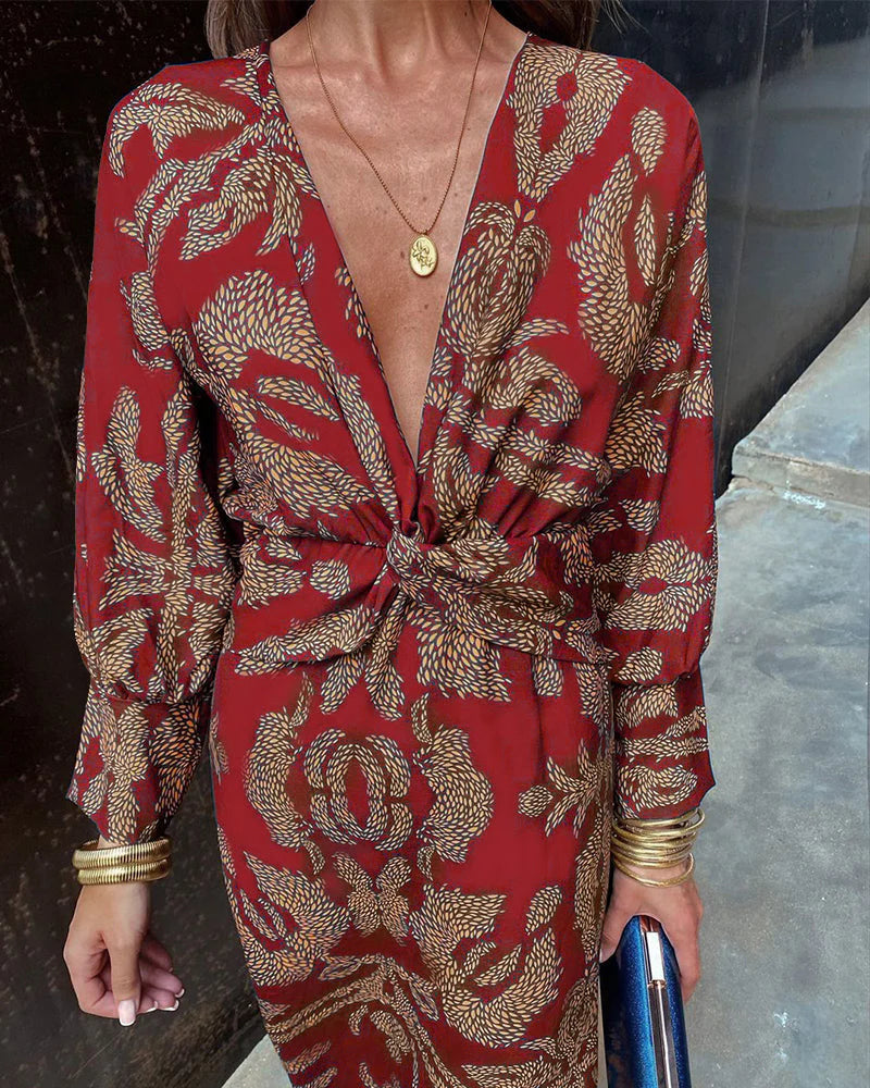 Harper™ | Élégante robe longue à manches avec motif floral