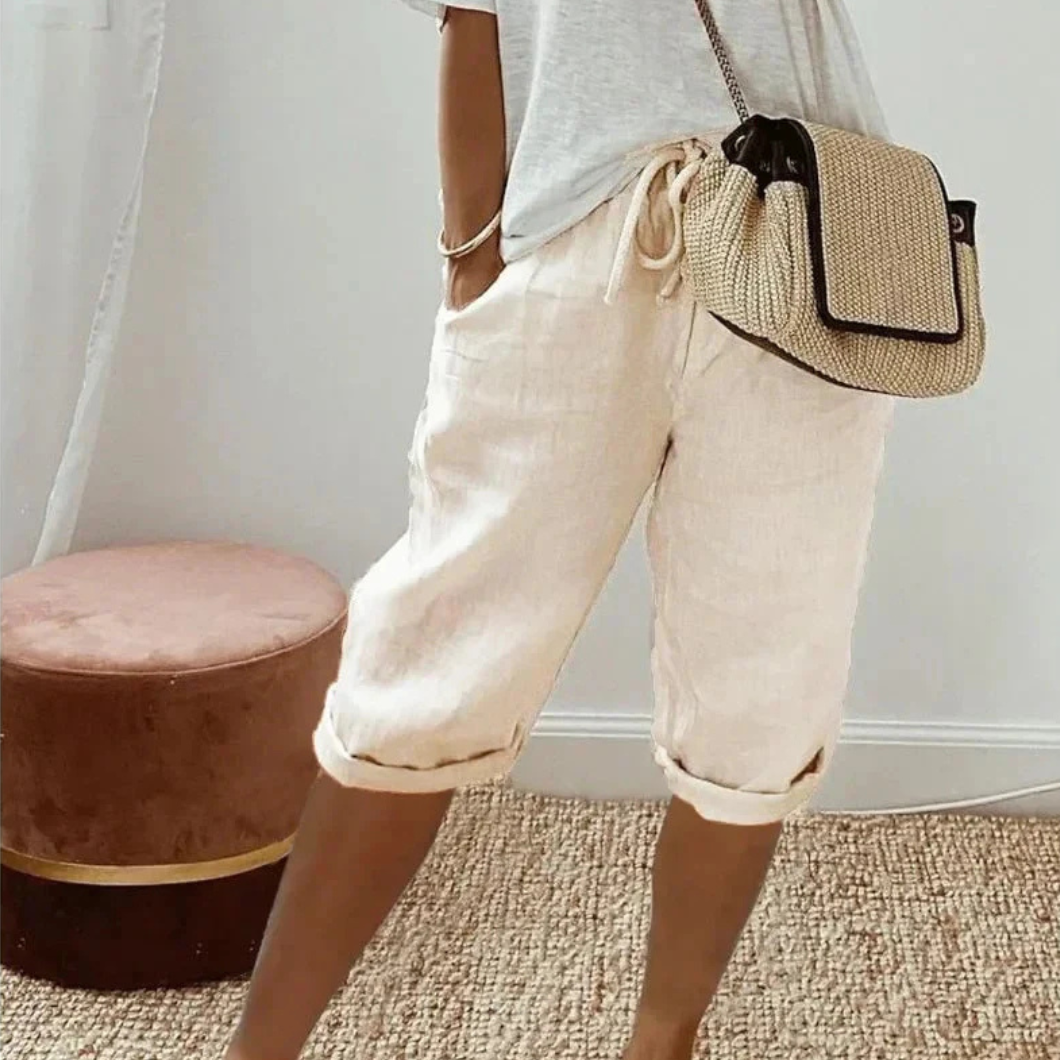 Fenlorn™ | Shorts Capri en Lin avec Cordon de Serrage