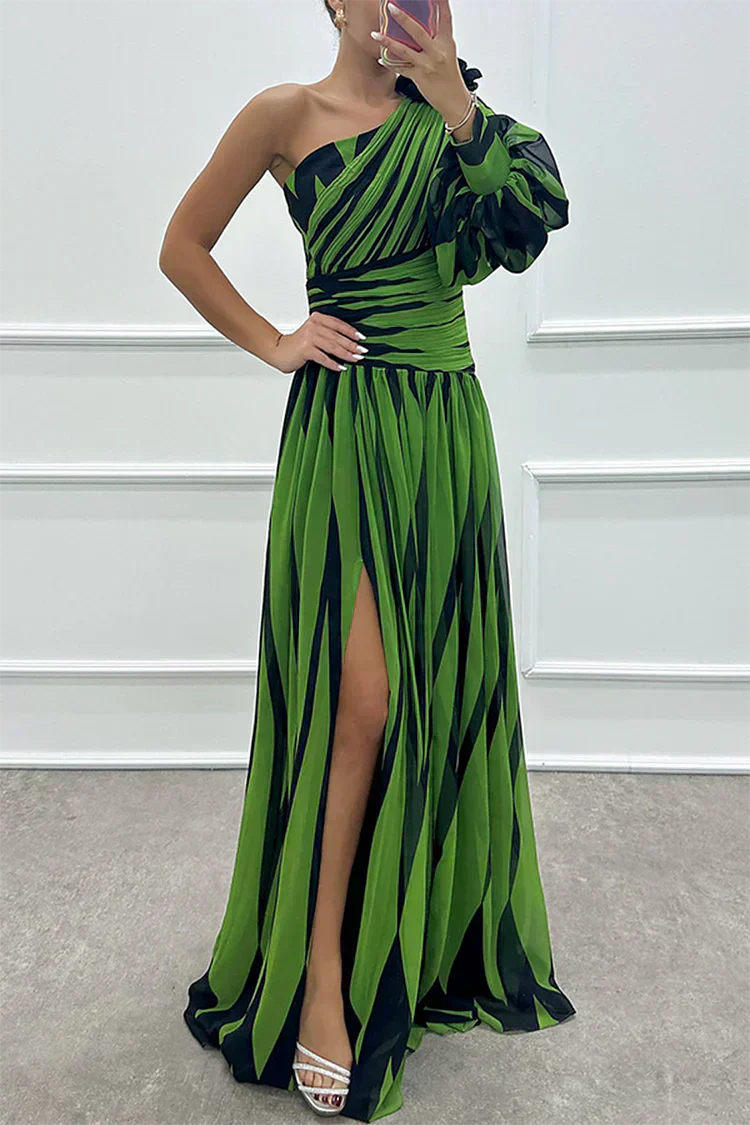 Hazel™ | Élégante Robe Maxi Rayée à Épaule Unique