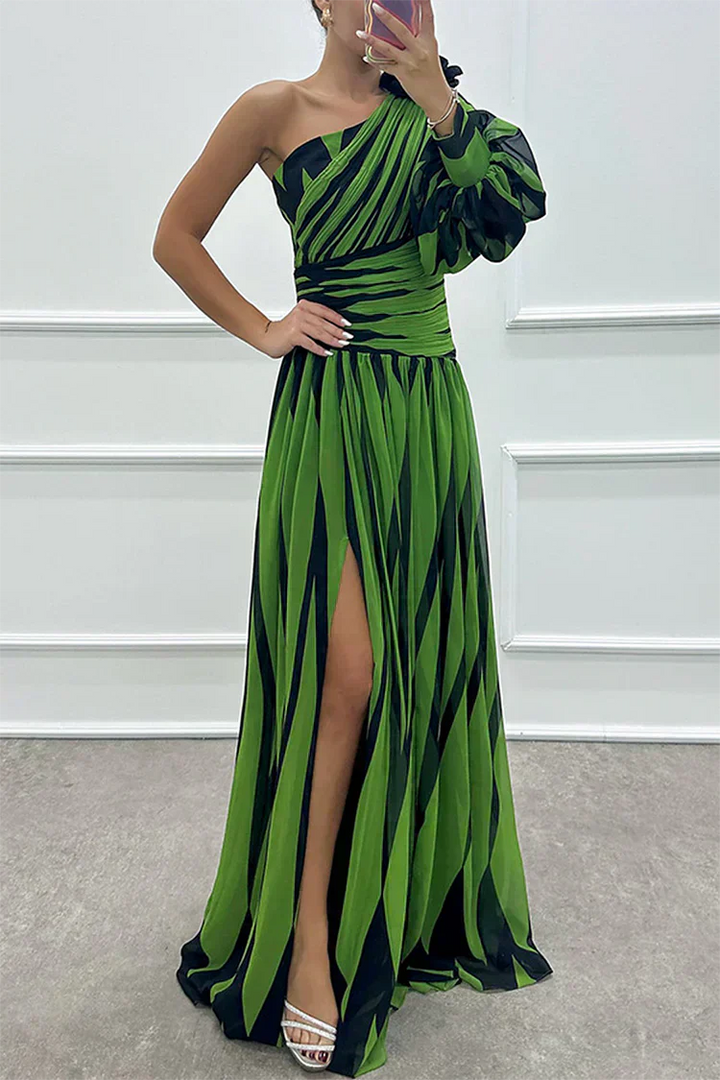 Hazel™ | Élégante Robe Maxi Rayée à Épaule Unique