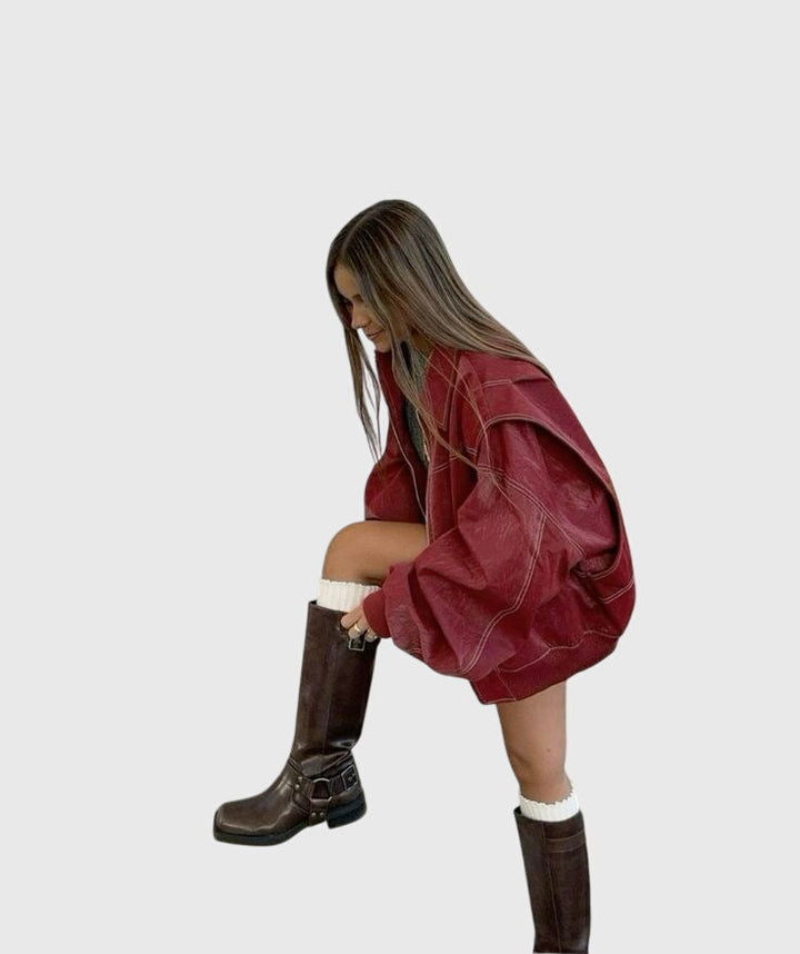 Faye™ - Veste Oversize en Cuir