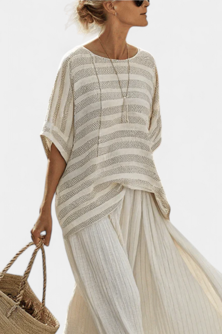 Westlyn | Ensemble Confortable en Bambou Rayé avec Pantalon en Lin Légère