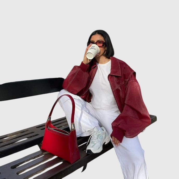 Faye™ - Veste Oversize en Cuir