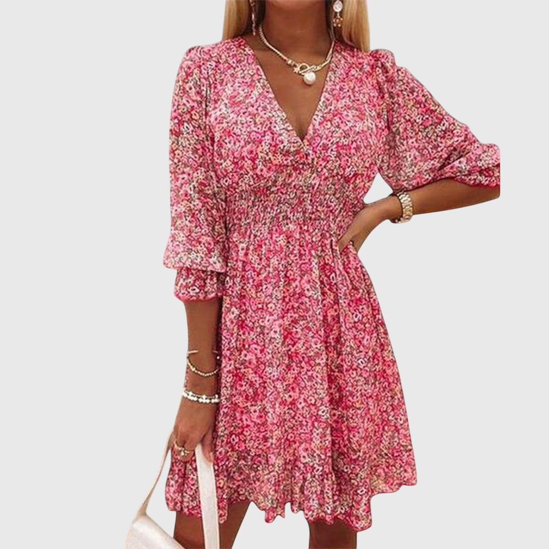 Elisa™ | Robe Florale à Manches Bouffantes