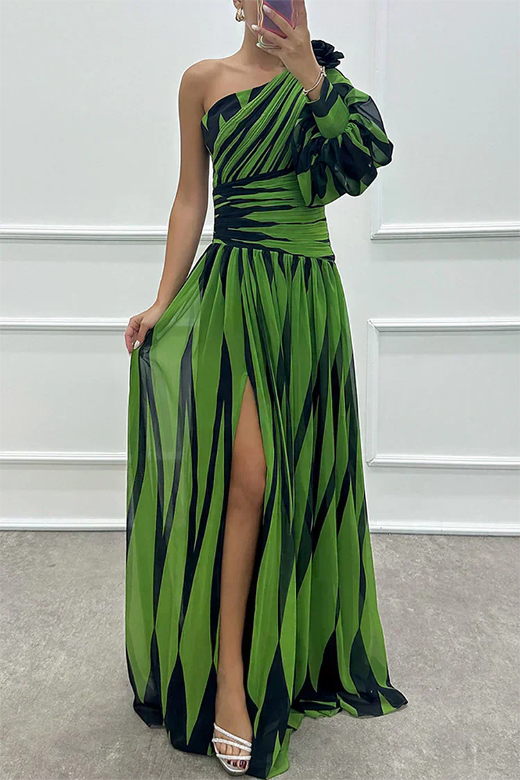 Hazel™ | Élégante Robe Maxi Rayée à Épaule Unique