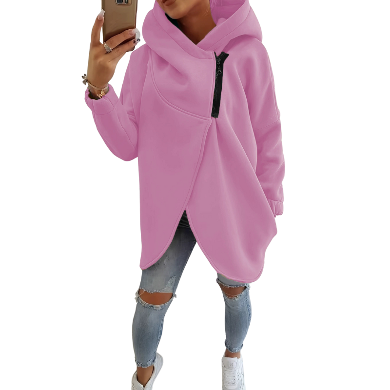 VANIA™ - Sweat à capuche à zip demi-ouvert grande taille
