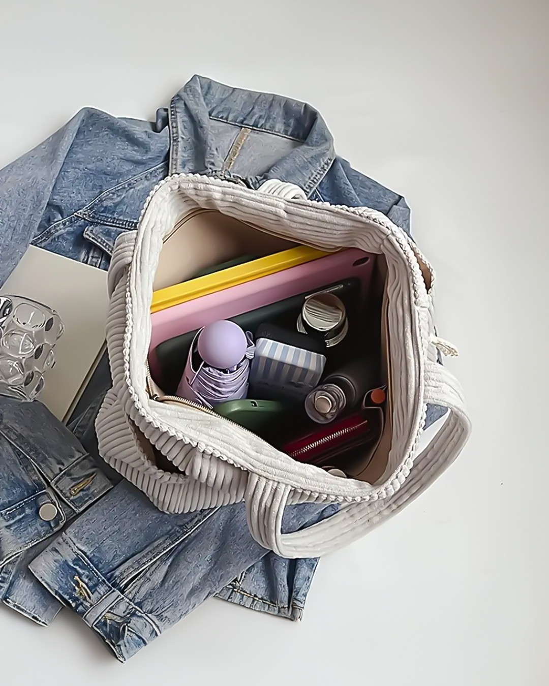 Tilda – Sac fourre-tout côtelé avec détail en corde