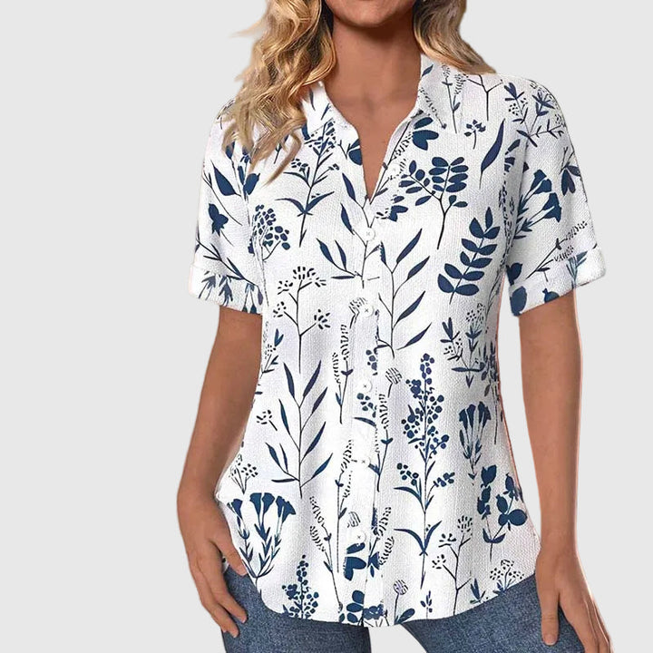 Katalin | Blouse Confortable à Motif Feuille
