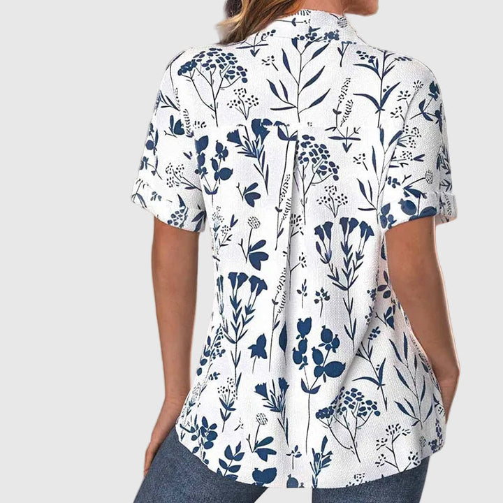 Katalin | Blouse Confortable à Motif Feuille