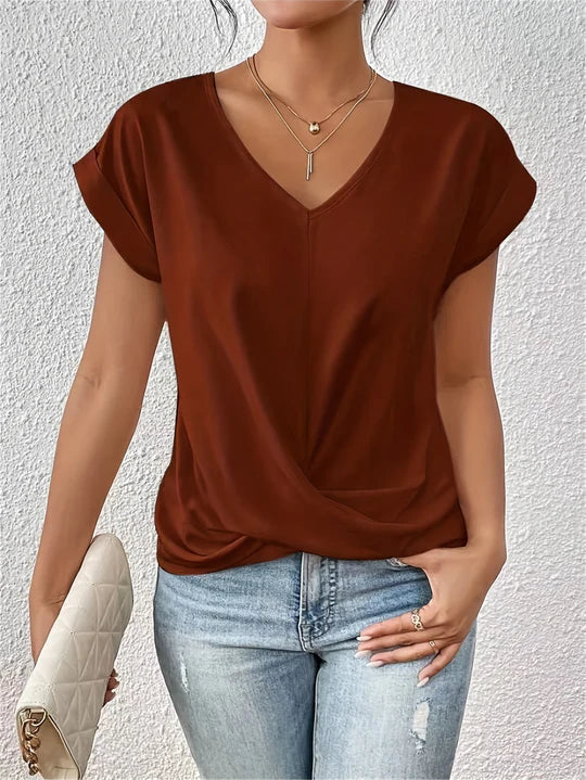 Zoe - T-shirt décontracté à col en cœurr