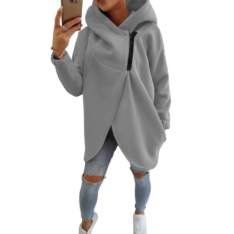 VANIA™ - Sweat à capuche à zip demi-ouvert grande taille