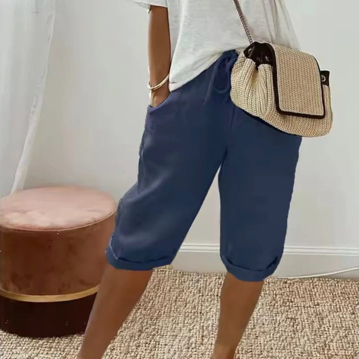 Fenlorn™ | Shorts Capri en Lin avec Cordon de Serrage